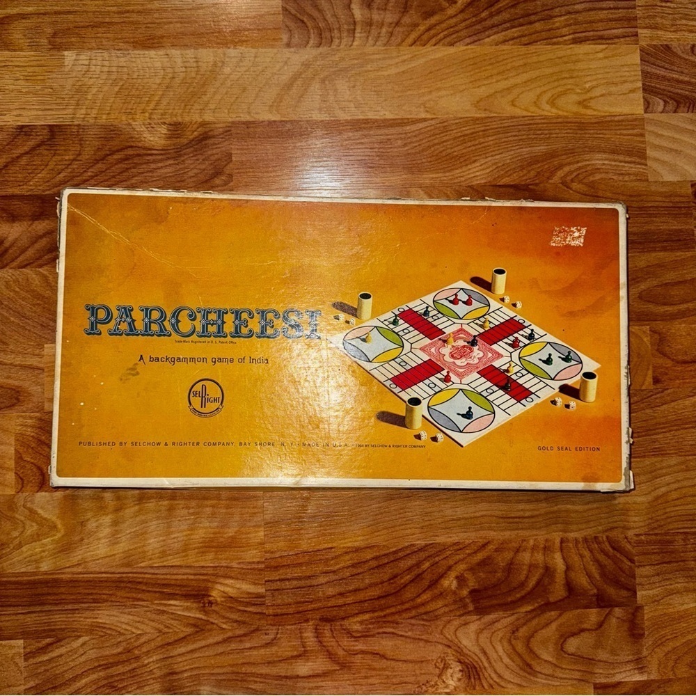 PARCHEESI Board Game - Gold Seal Edition No. 2 - Vintage 1964 Selchow & Righter